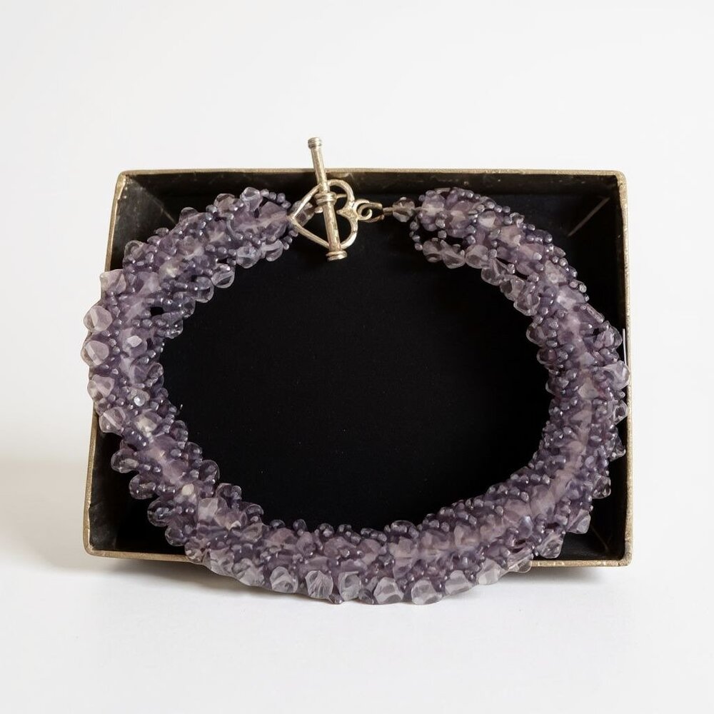 Purple Beadwork Bracelet 8”
